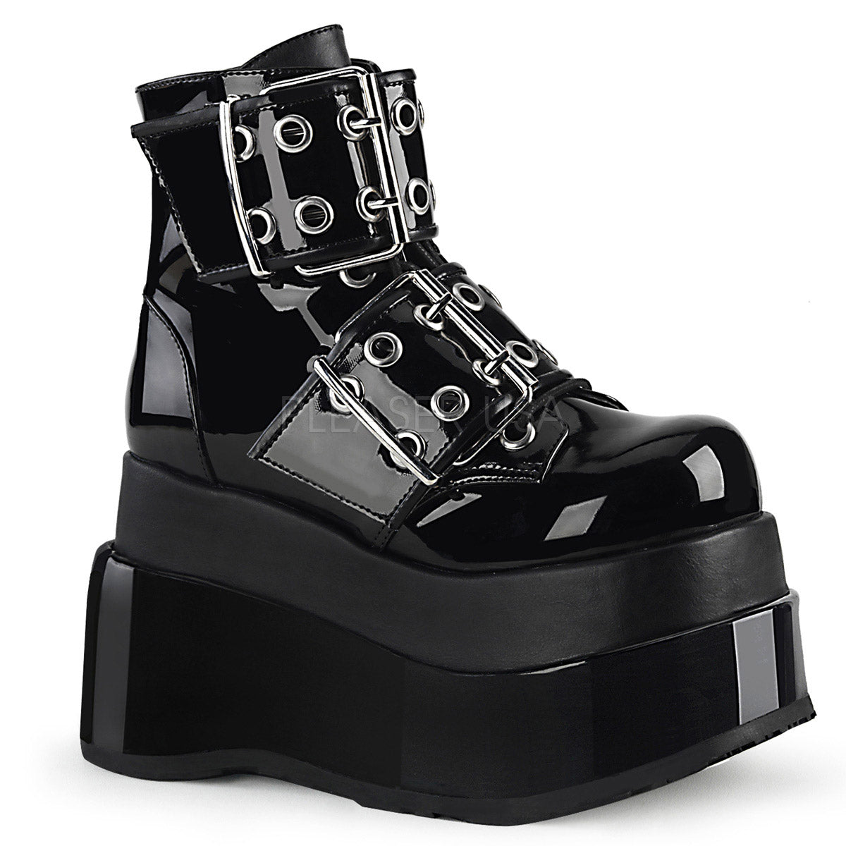 4 1/2" Tiered PF Lace-Up Ankle Boot, Side Zip Pleaser Demonia BEAR104/BPT-BVL Main image