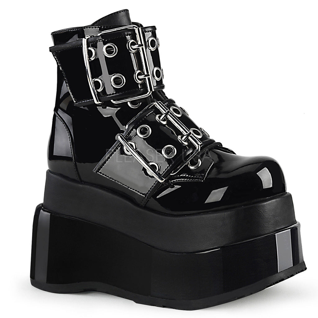 4 1/2" Tiered PF Lace-Up Ankle Boot, Side Zip Pleaser Demonia BEAR104/BPT-BVL