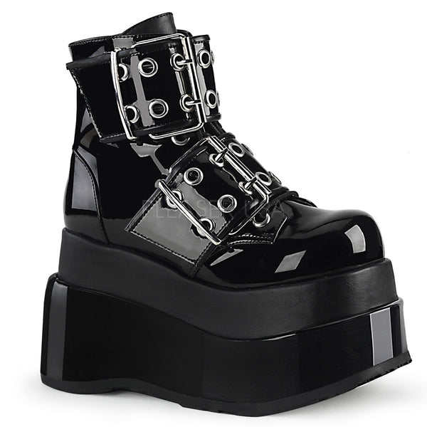 4 1/2" Tiered PF Lace-Up Ankle Boot, Side Zip Pleaser Demonia BEAR104/BPT-BVL