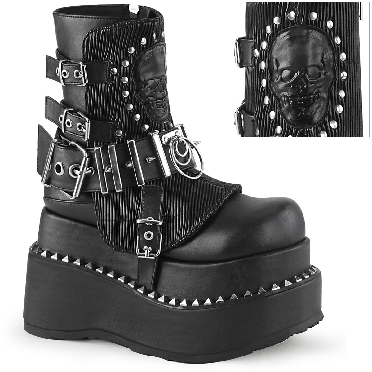 4 1/2" Tiered Pf Lace-Up Ankle Boot, Side Zip Pleaser Demonia BEAR150/BVL Main image