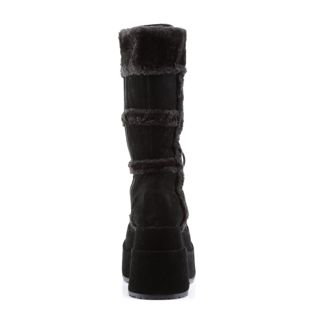 Sexy Super Stacked Plush Trim Suede Mid Calf Lace Up Boots Shoes Pleaser Demonia BEAR/202