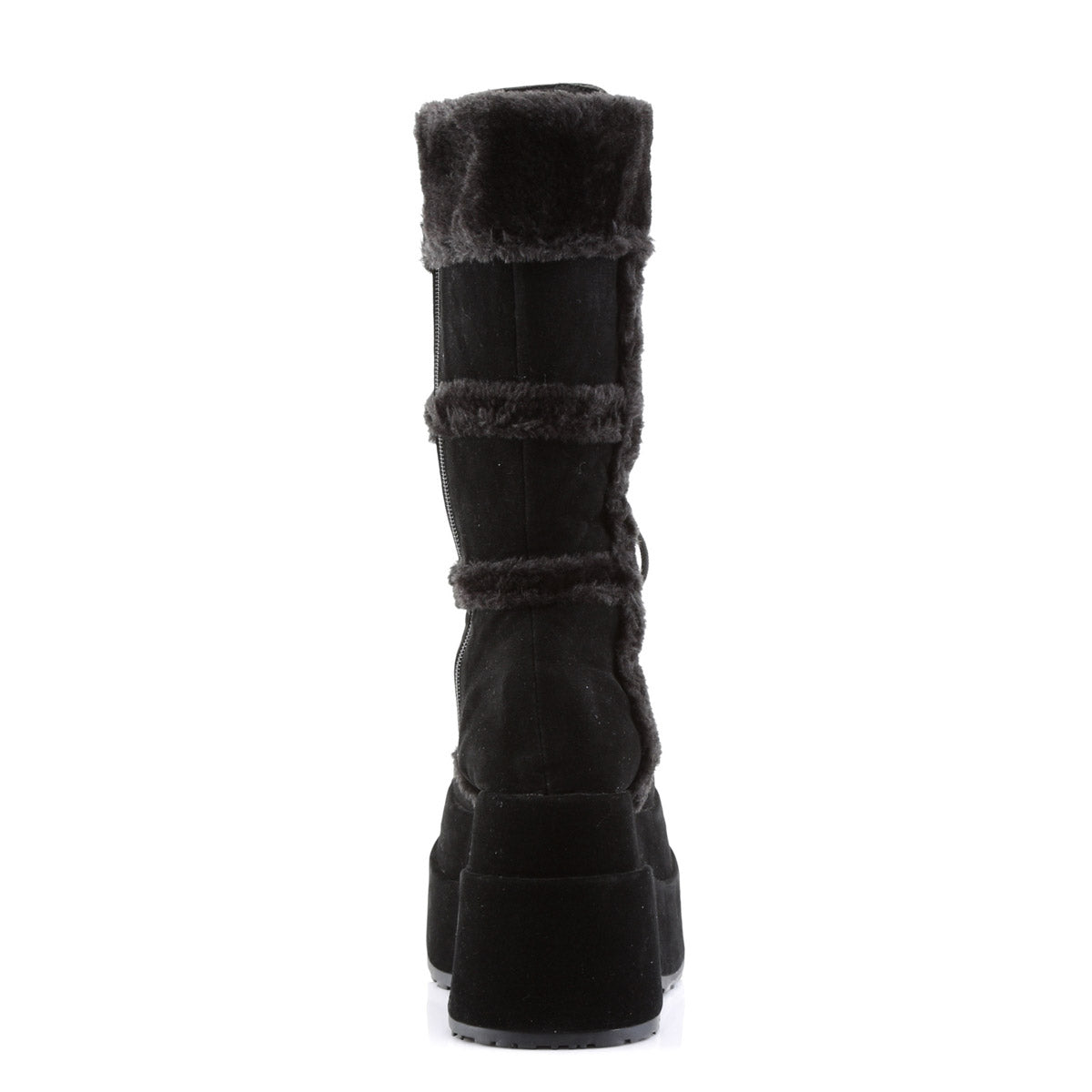 Sexy Super Stacked Plush Trim Suede Mid Calf Lace Up Boots Shoes Pleaser Demonia BEAR/202