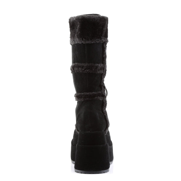 Sexy Super Stacked Plush Trim Suede Mid Calf Lace Up Boots Shoes Pleaser Demonia BEAR/202