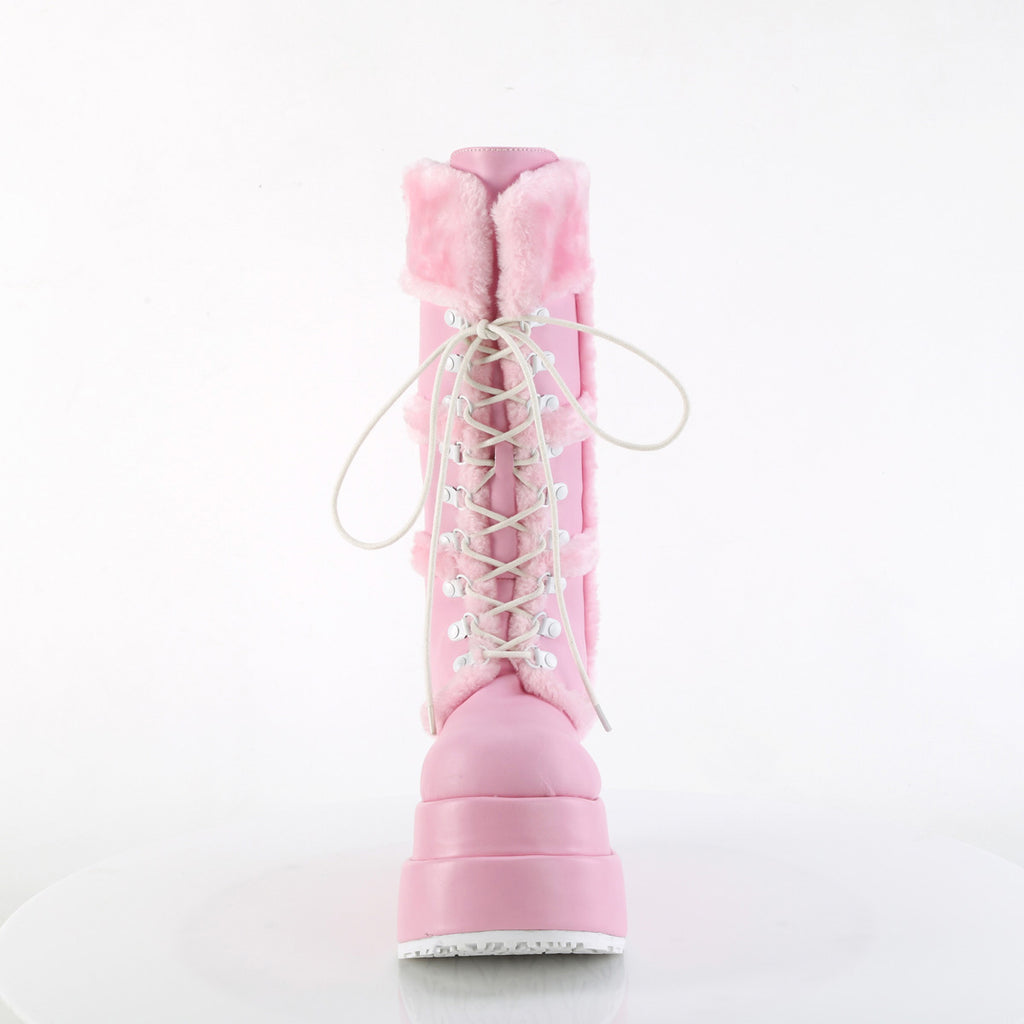 4 1/2" Tiered Pf Lace-Up Mid-Calf Boot, Side Zip Pleaser Demonia BEAR/202