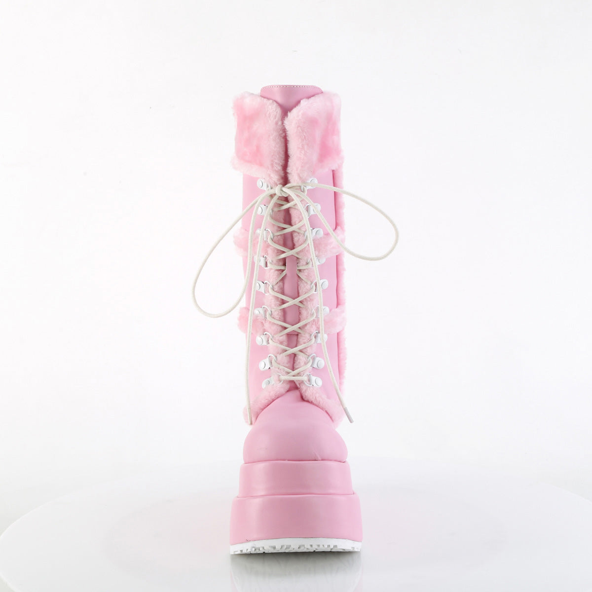 4 1/2" Tiered Pf Lace-Up Mid-Calf Boot, Side Zip Pleaser Demonia BEAR/202
