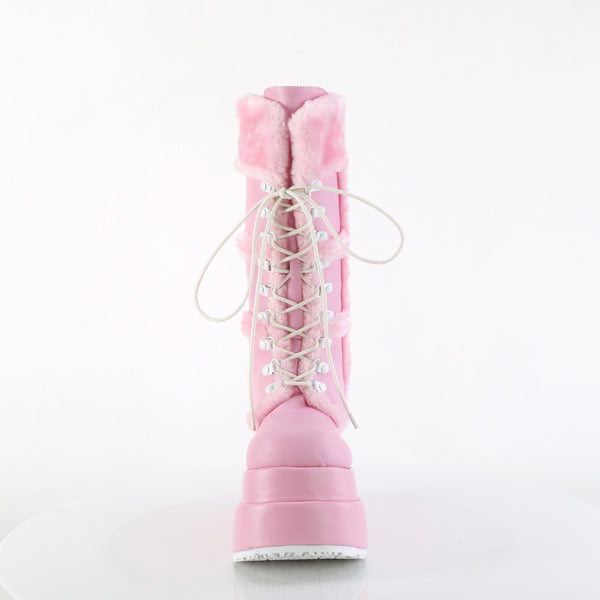 4 1/2" Tiered Pf Lace-Up Mid-Calf Boot, Side Zip Pleaser Demonia BEAR/202