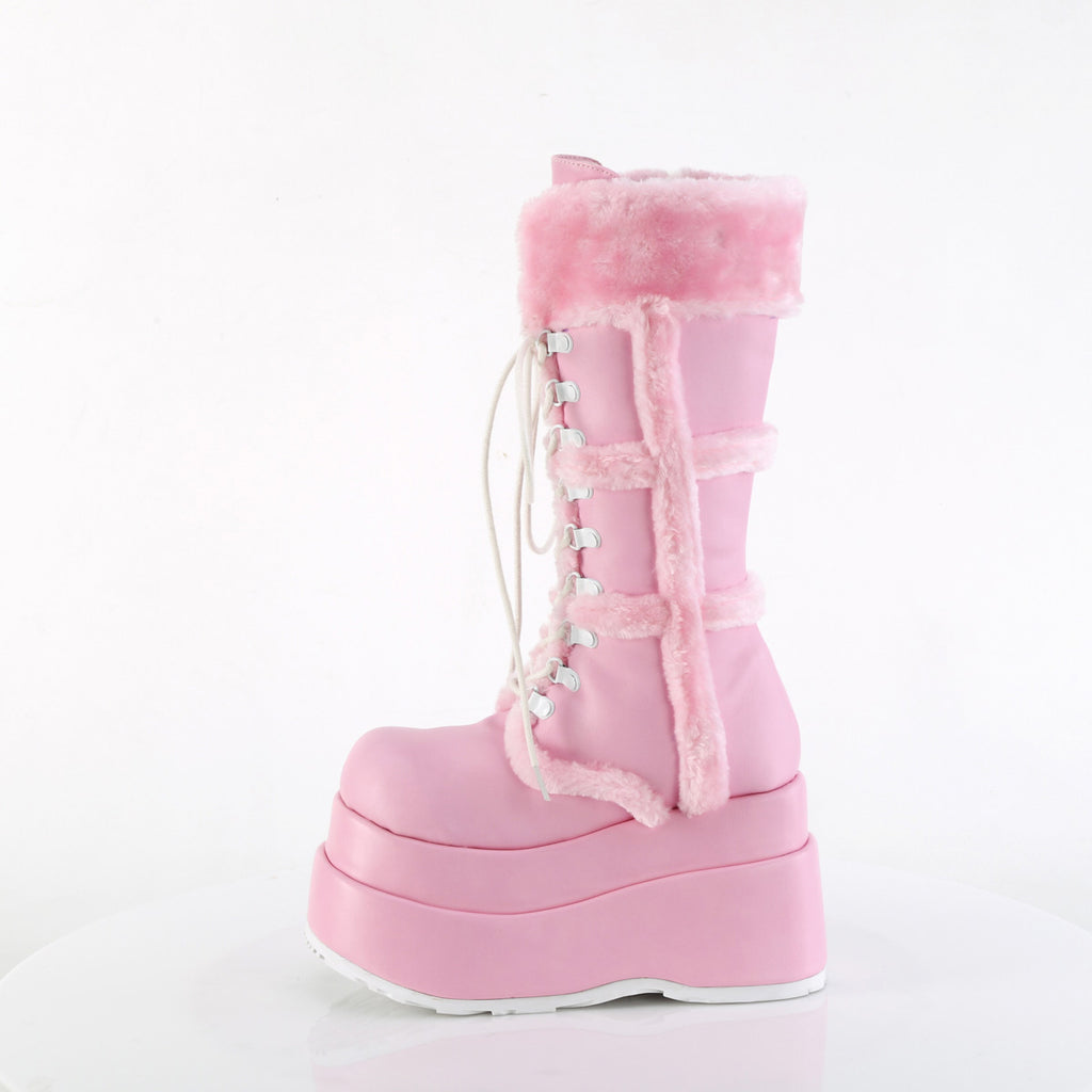 4 1/2" Tiered Pf Lace-Up Mid-Calf Boot, Side Zip Pleaser Demonia BEAR/202