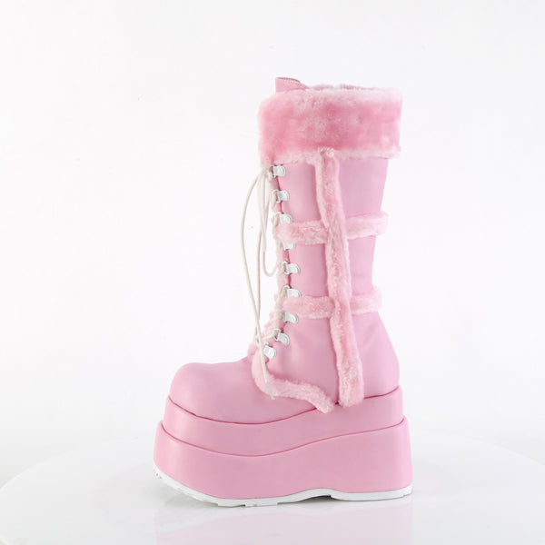 4 1/2" Tiered Pf Lace-Up Mid-Calf Boot, Side Zip Pleaser Demonia BEAR/202