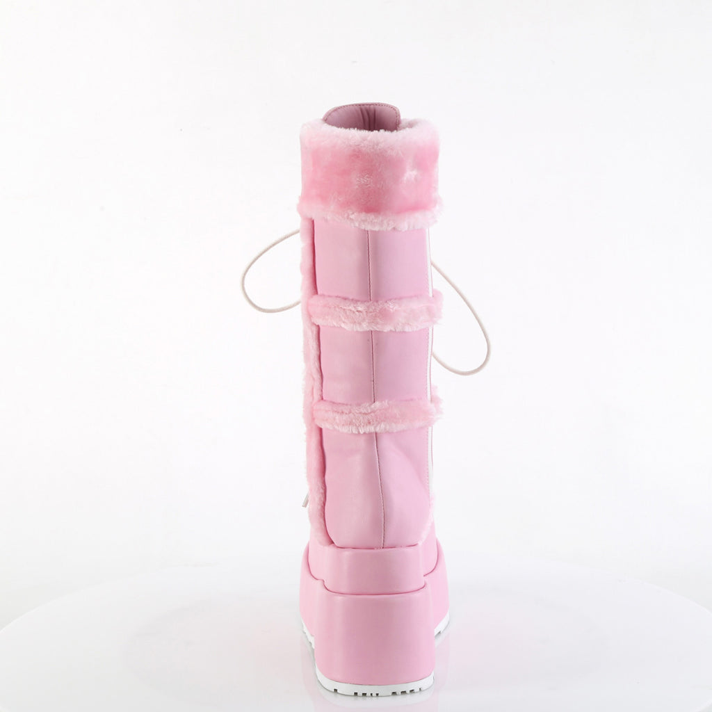 4 1/2" Tiered Pf Lace-Up Mid-Calf Boot, Side Zip Pleaser Demonia BEAR/202