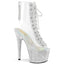 7" Heel, 2 3/4" Pf Open Toe/Heel Lace-Up Ankle Boot W/Rs Pleaser  BEJ1016C-2-7/C/SRS