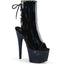 7" Heel, 2 3/4" Pf Open Toe/Heel Ankle Boot W/Rs, Side Zip Pleaser  BEJ1018DM-7/BHG/MBRS