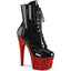 7" Heel, 2 3/4" Pf Front Lace-Up Ankle Boot W/Rs, Side Zip Pleaser  BEJ1020-7/BHG/RRS
