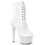 7" Heel, 2 3/4" Pf Front Lace-Up Ankle Boot W/Rs, Side Zip Pleaser  BEJ1020-7/WHG/WRS