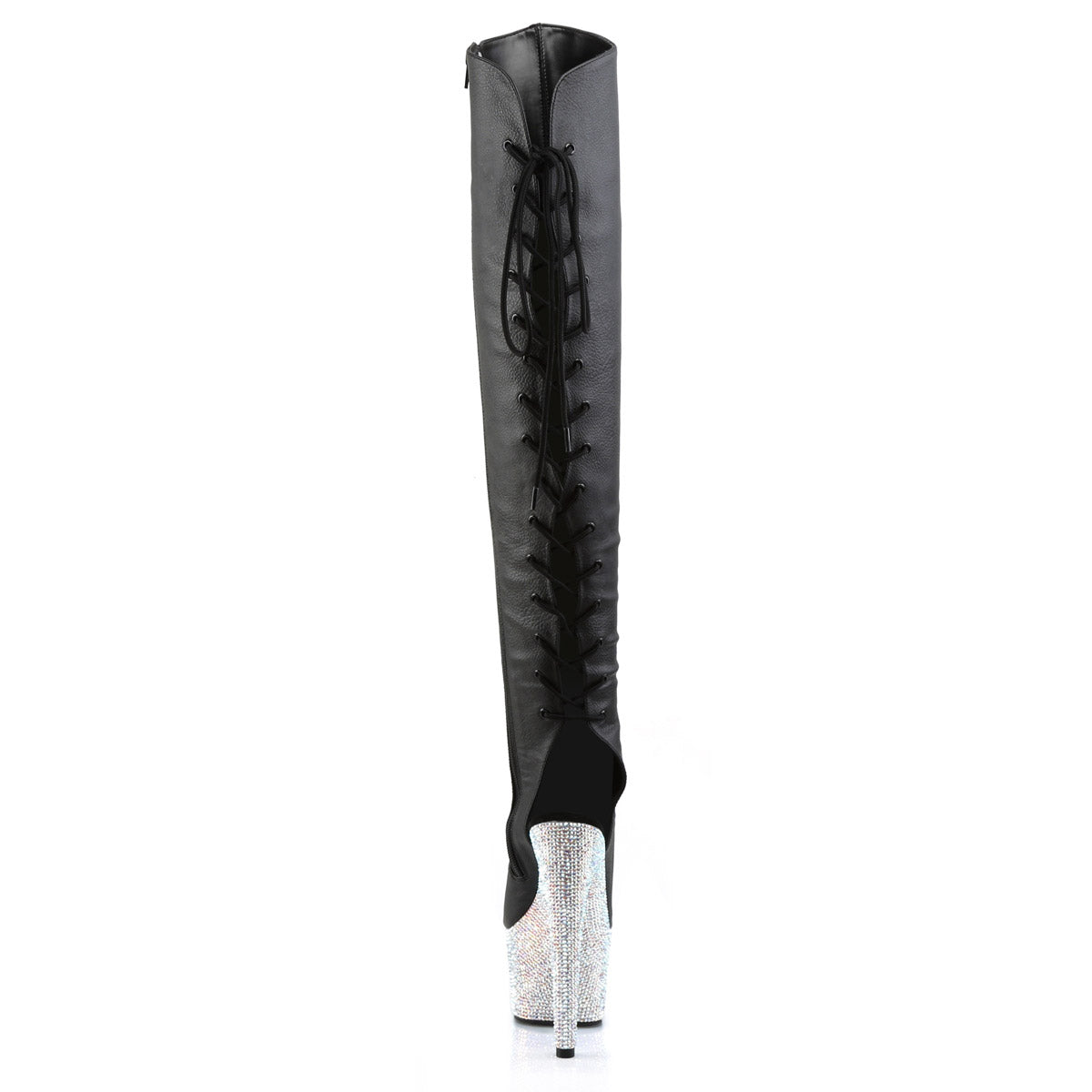 7" Heel, 2 3/4"Pf Open Toe/Heel Over-The Knee Boot, Side Zip Pleaser Pleaser BEJEWELED/3019DM/7