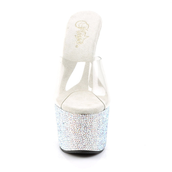 Ice Bling Rhinestone Platform Peep Toe Mule Dancer High Heels Shoes Pleaser Pleaser BEJEWELED/701DM