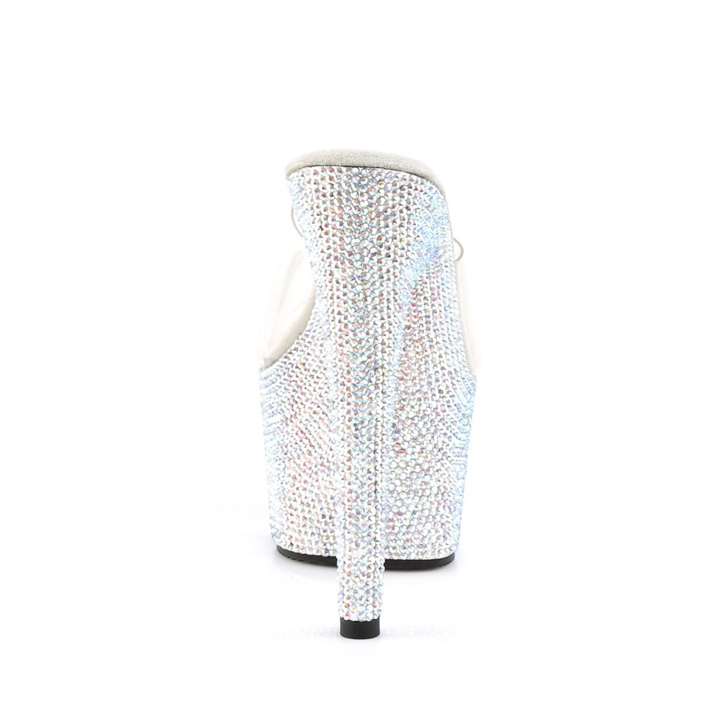 Ice Bling Rhinestone Platform Peep Toe Mule Dancer High Heels Shoes Pleaser Pleaser BEJEWELED/701DM