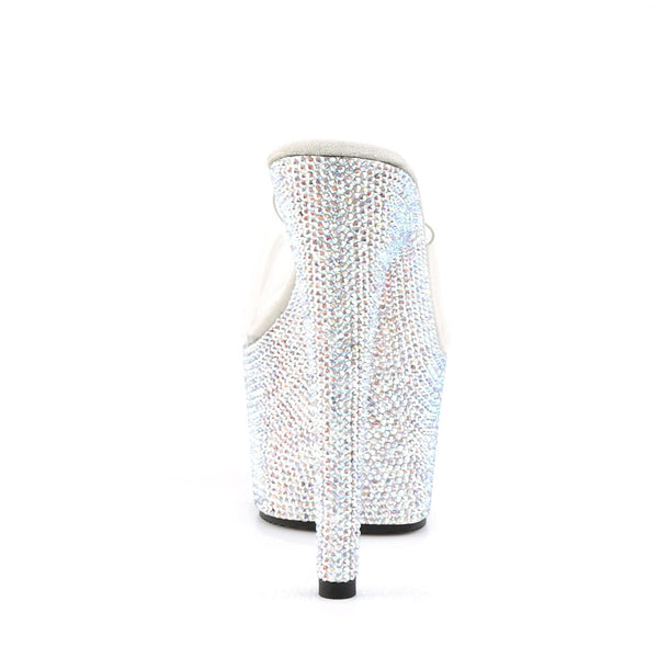 Ice Bling Rhinestone Platform Peep Toe Mule Dancer High Heels Shoes Pleaser Pleaser BEJEWELED/701DM