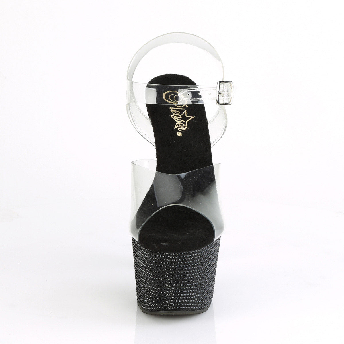 7" Heel, 2" PF Ankle Strap Sandal w/RS Pleaser Pleaser BEJEWELED/708DM
