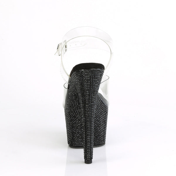 7" Heel, 2" PF Ankle Strap Sandal w/RS Pleaser Pleaser BEJEWELED/708DM