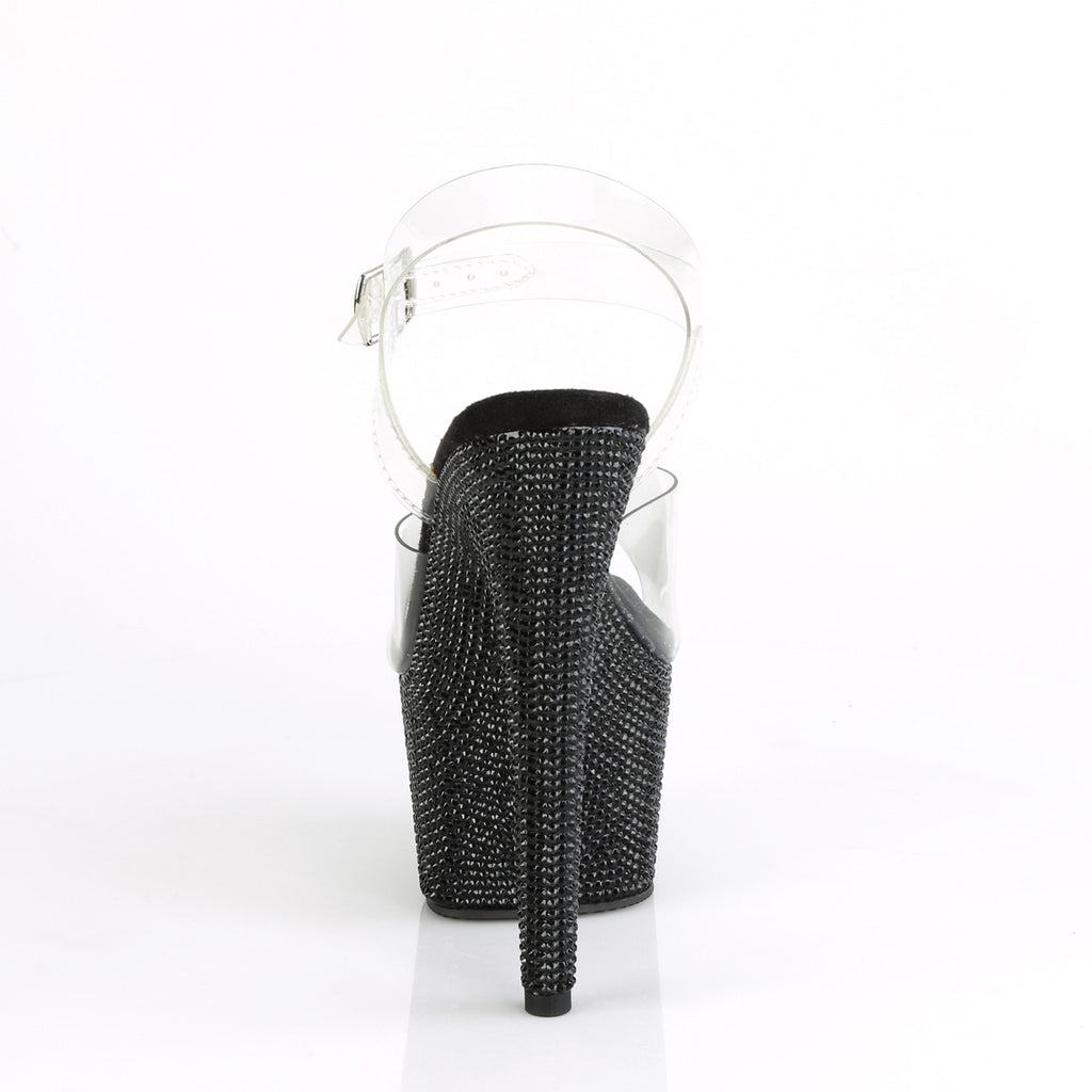 7" Heel, 2 3/4" Pf Ankle Strap Sandal W/Rs Pleaser  BEJ708DM/C/BRS