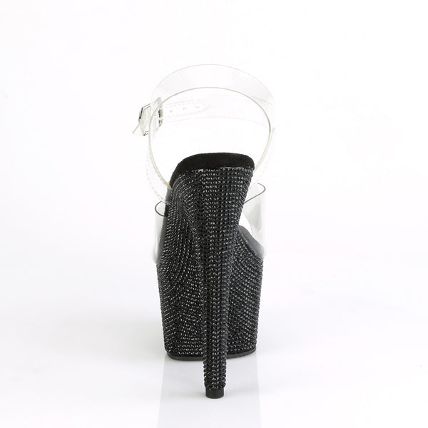 7" Heel, 2 3/4" Pf Ankle Strap Sandal W/Rs Pleaser  BEJ708DM/C/BRS