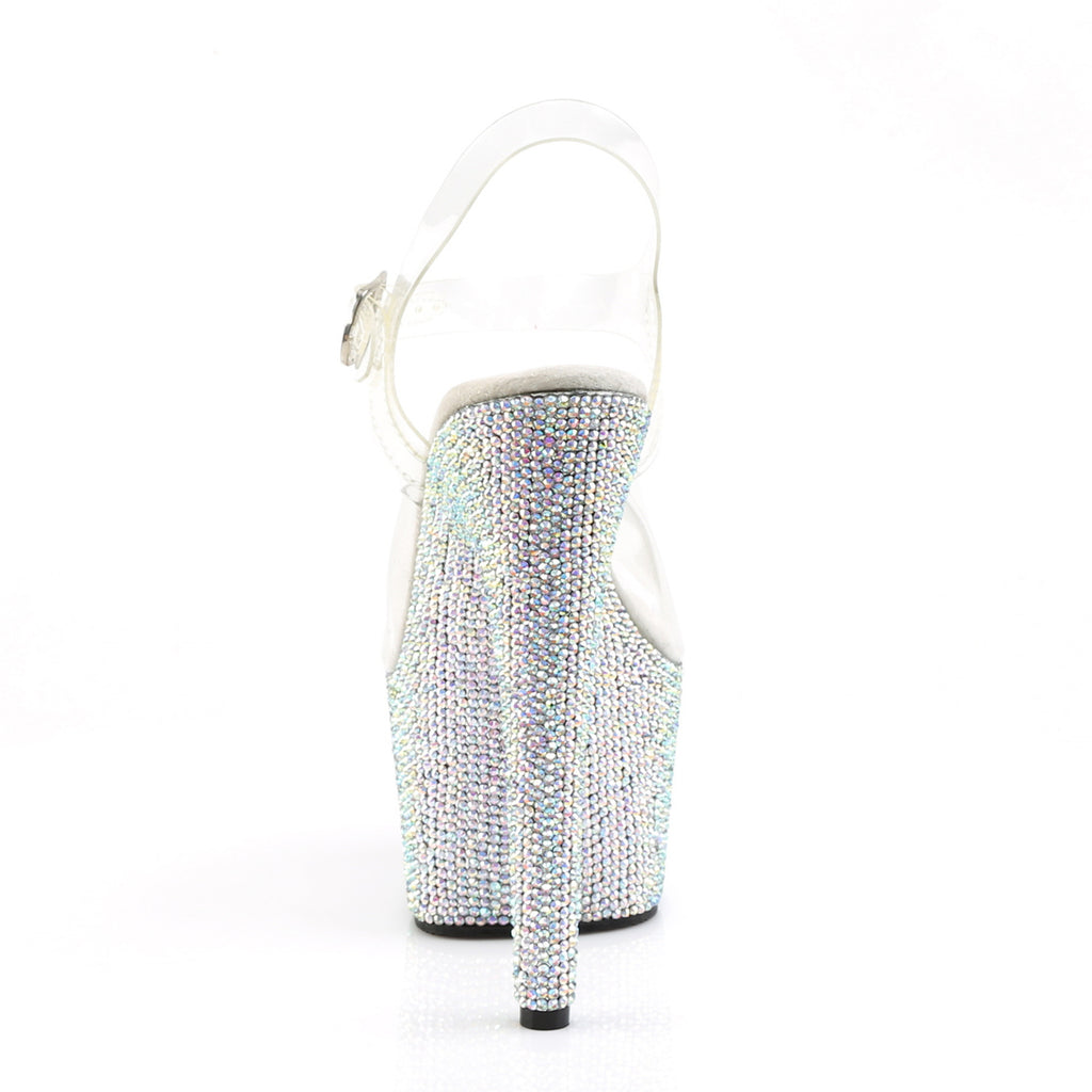 7" Heel, 2 3/4" Pf Ankle Strap Sandal W/Rs Pleaser  BEJ708DM/C/SMCRS