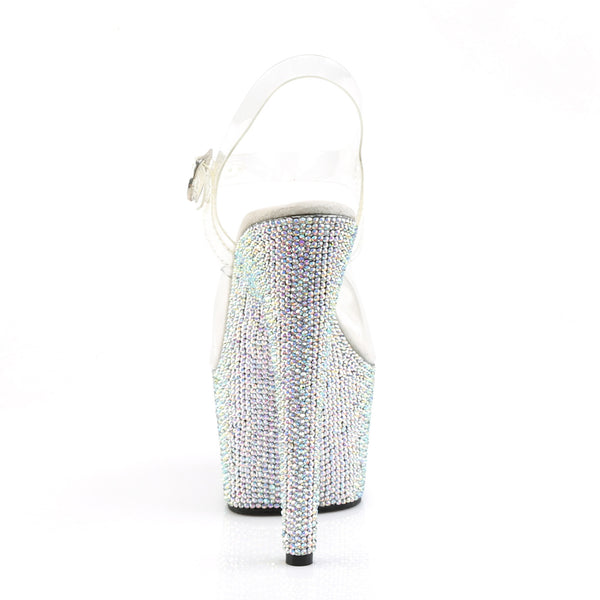 7" Heel, 2 3/4" Pf Ankle Strap Sandal W/Rs Pleaser  BEJ708DM/C/SMCRS
