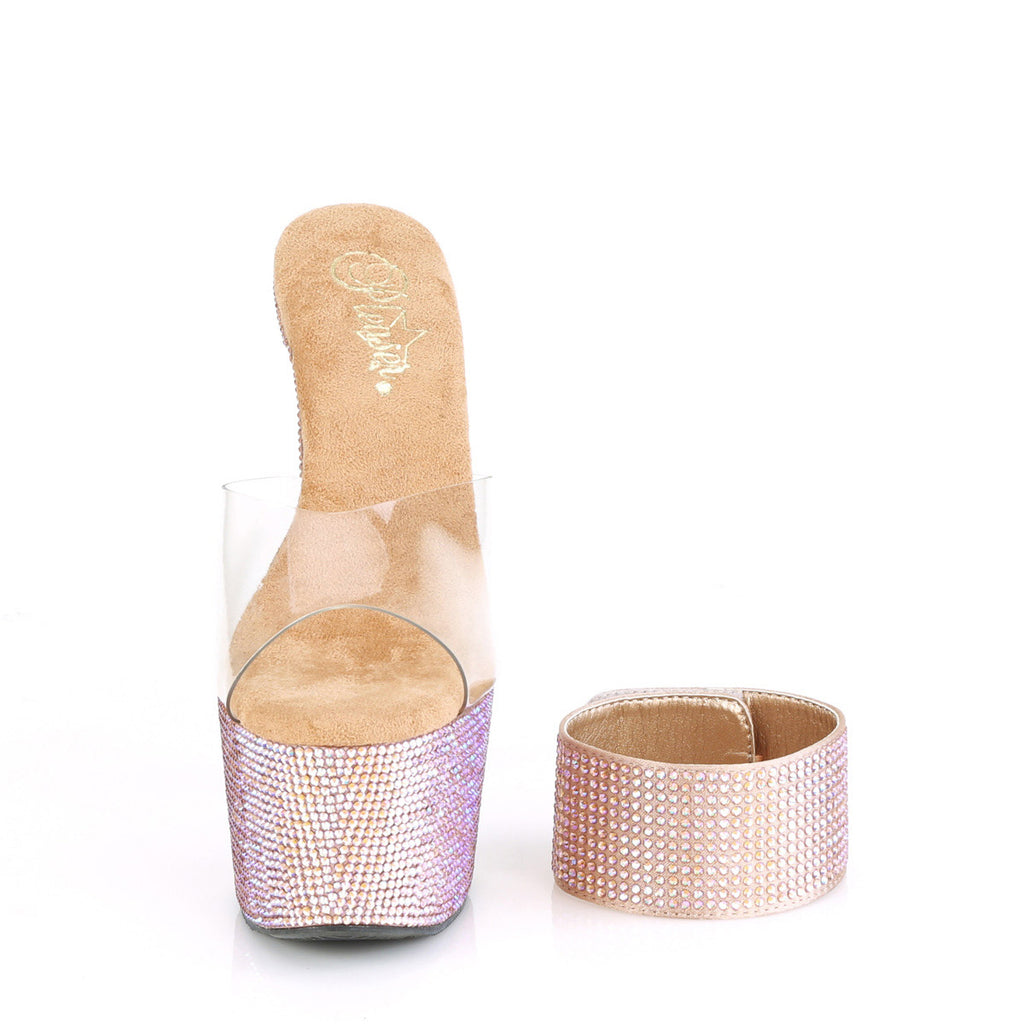7"  Heel, 2" PF Sandal w/RS Pleaser Pleaser BEJEWELED/712RS