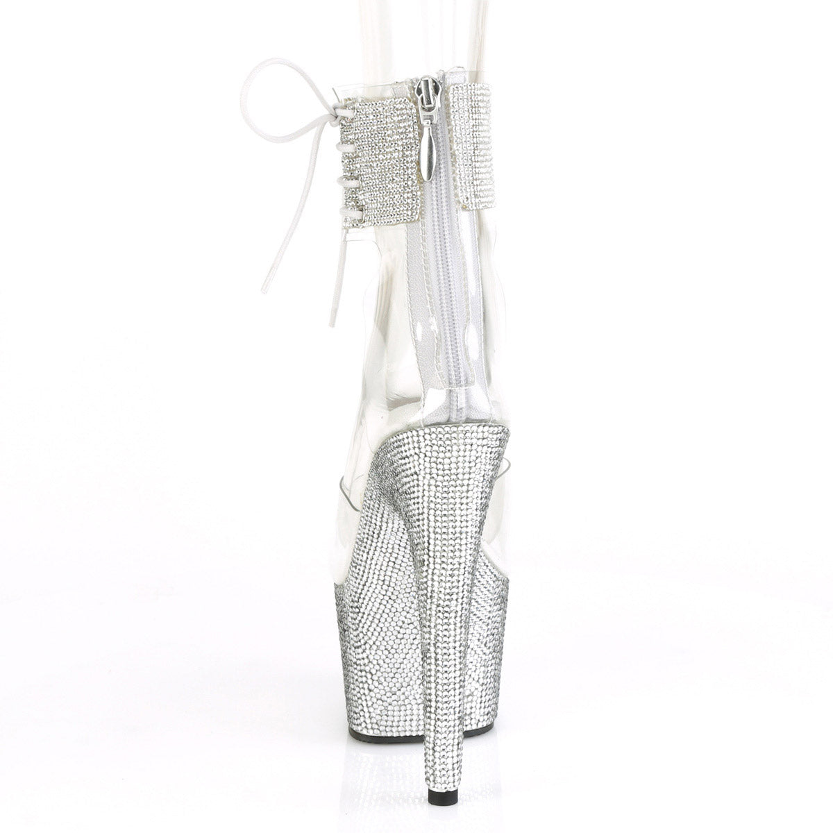 7" Heel, 2" PF Ankle Cuff Sandal w/RS, Back Zip Pleaser Pleaser BEJEWELED/724RS