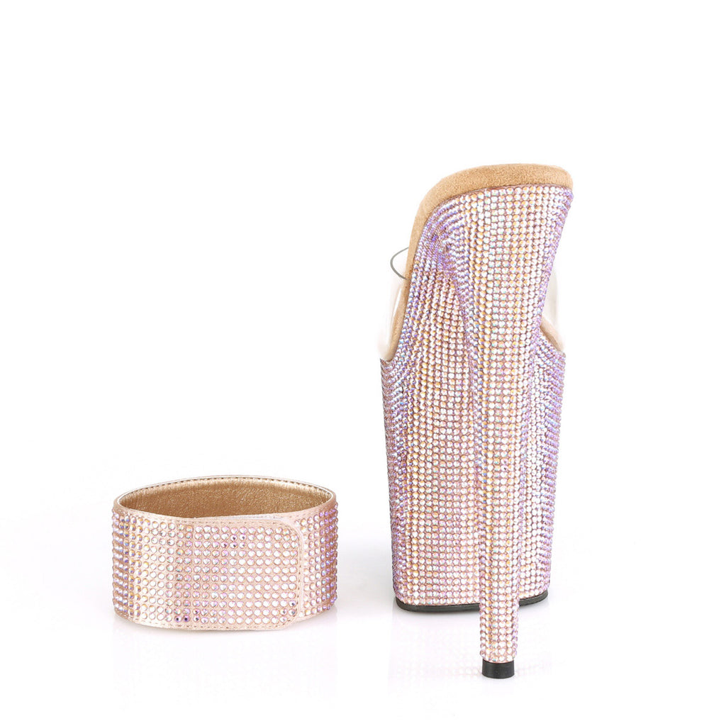 8" Heel, 4" PF Sandal w/RS Pleaser Pleaser BEJEWELED/812RS