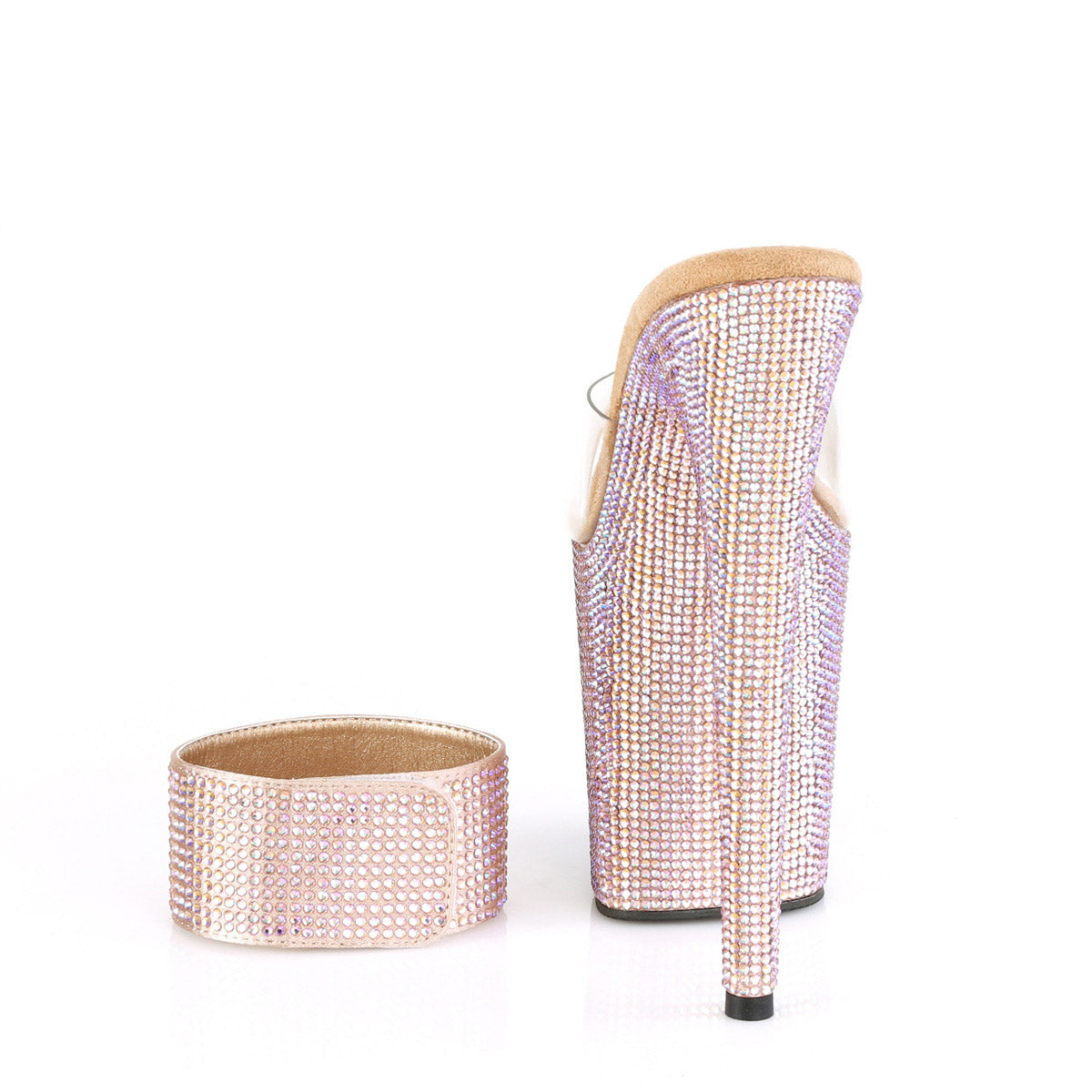 8" Heel, 4" PF Sandal w/RS Pleaser Pleaser BEJEWELED/812RS