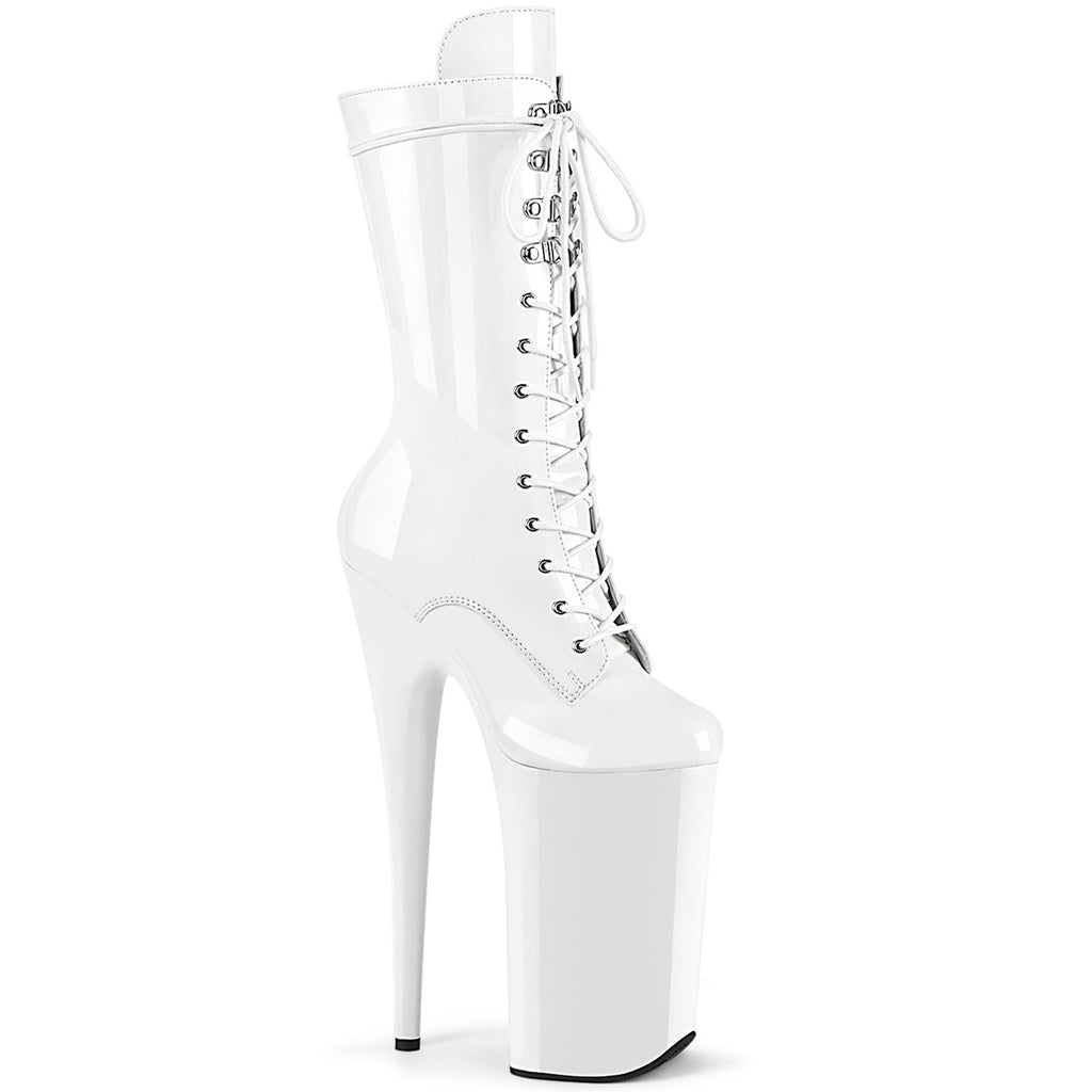 10" Heel, 6 1/4" Pf Lace-Up Front Mid Calf Boot, Side Zip Pleaser  BEYOND/1050
