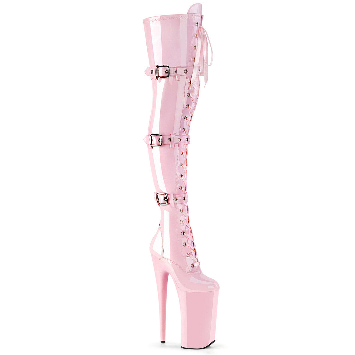 10" Heel, 6 1/4" Pf Lace-up Front Thigh High Boot, Side Zip Pleaser  BEYOND/3028 Main image