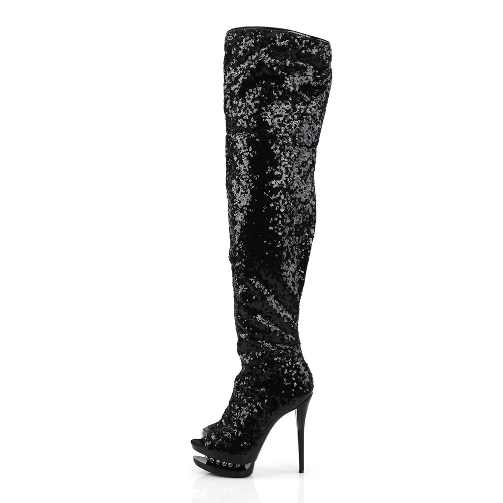 Hot Glitter Thigh High Rhinestone Platform Stiletto Boots Shoes Pleaser  BLONDIE/R/3011
