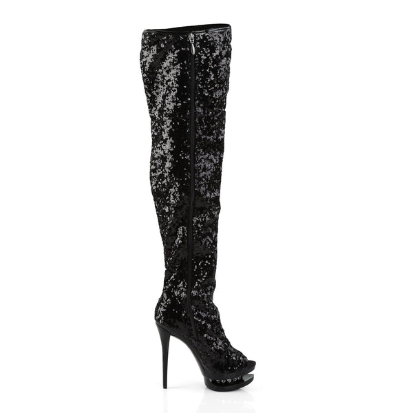 Hot Glitter Thigh High Rhinestone Platform Stiletto Boots Shoes Pleaser  BLONDIE/R/3011