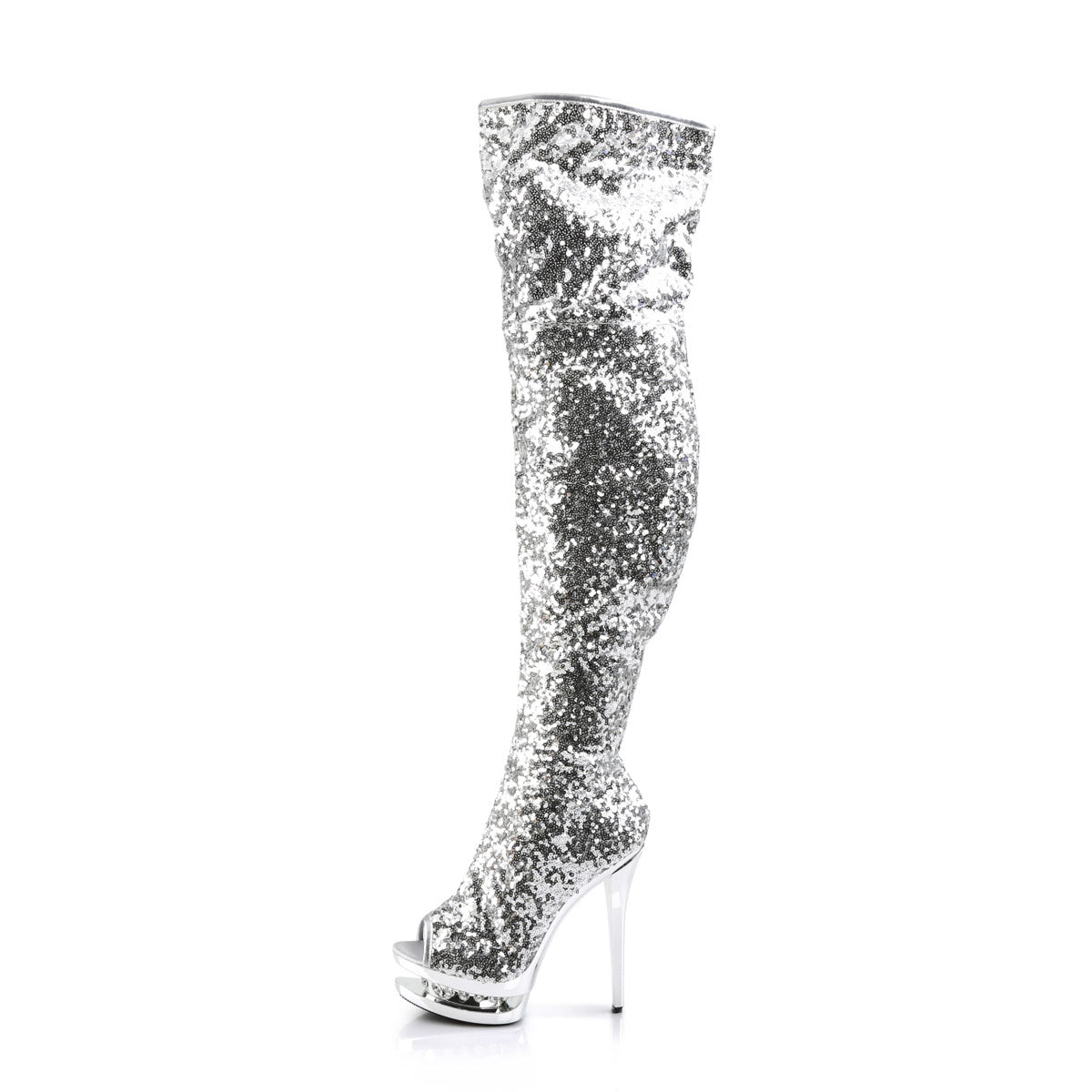 Hot Glitter Thigh High Rhinestone Platform Stiletto Boots Shoes Pleaser  BLONDIE/R/3011