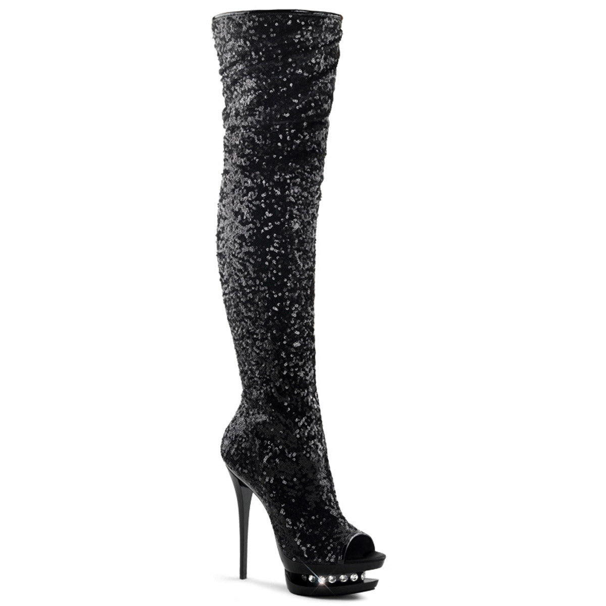 Hot Glitter Thigh High Rhinestone Platform Stiletto Boots Shoes Pleaser  BLONDIE/R/3011 Main image