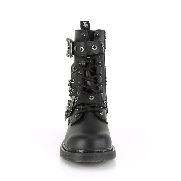 1 1/4" Heel 10 Eyelet  Mid-Calf Combat Boot, Side Zip Pleaser Demonia BOLT/250