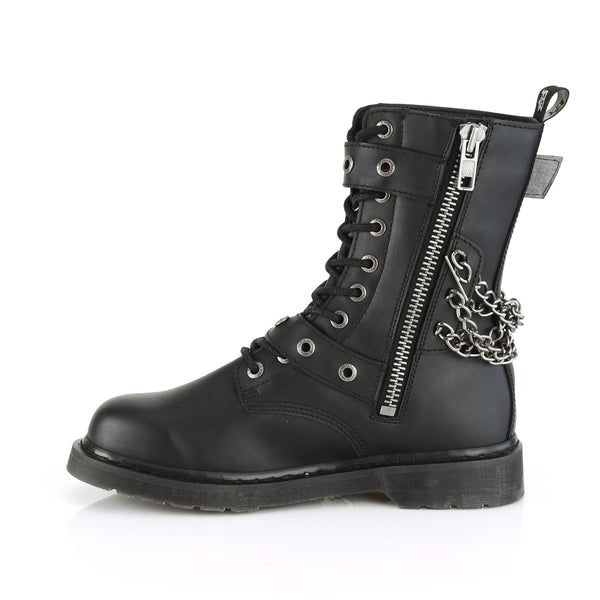 1 1/4" Heel 10 Eyelet  Mid-Calf Combat Boot, Side Zip Pleaser Demonia BOLT/250