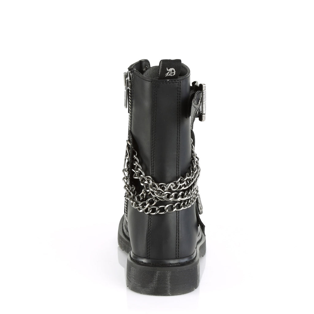 1 1/4" Heel 10 Eyelet  Mid-Calf Combat Boot, Side Zip Pleaser Demonia BOLT/250