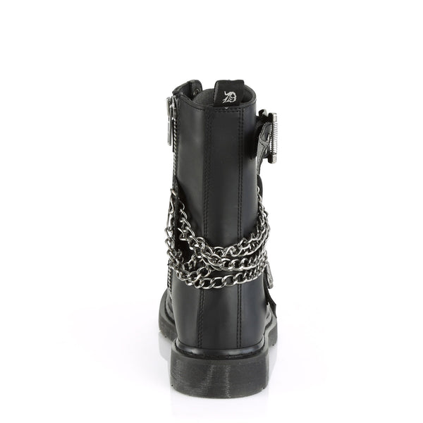 1 1/4" Heel 10 Eyelet  Mid-Calf Combat Boot, Side Zip Pleaser Demonia BOLT/250