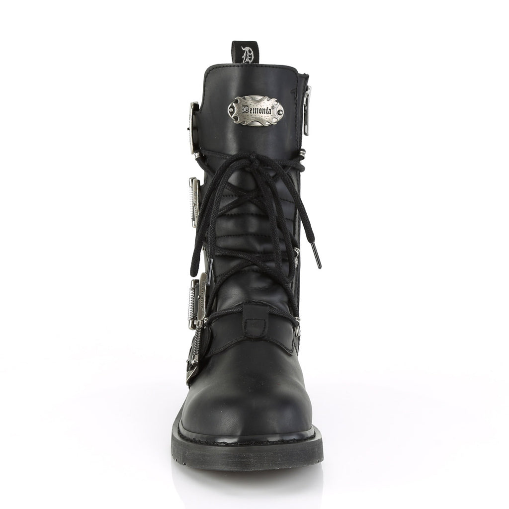 1 1/4" Heel, Mid-Calf Combat Boot, Side Zip Pleaser Demonia BOLT/265