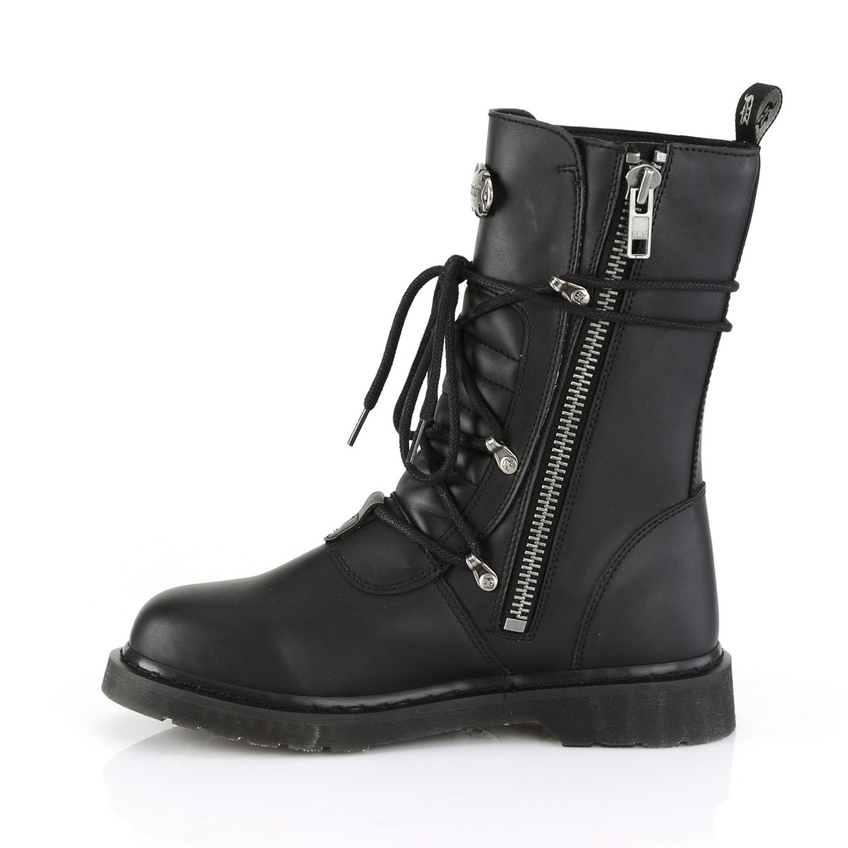 Demonia 1 1/4" Heel, Mid-Calf Combat Boot, Side Zip BOLT/265 Secondary image