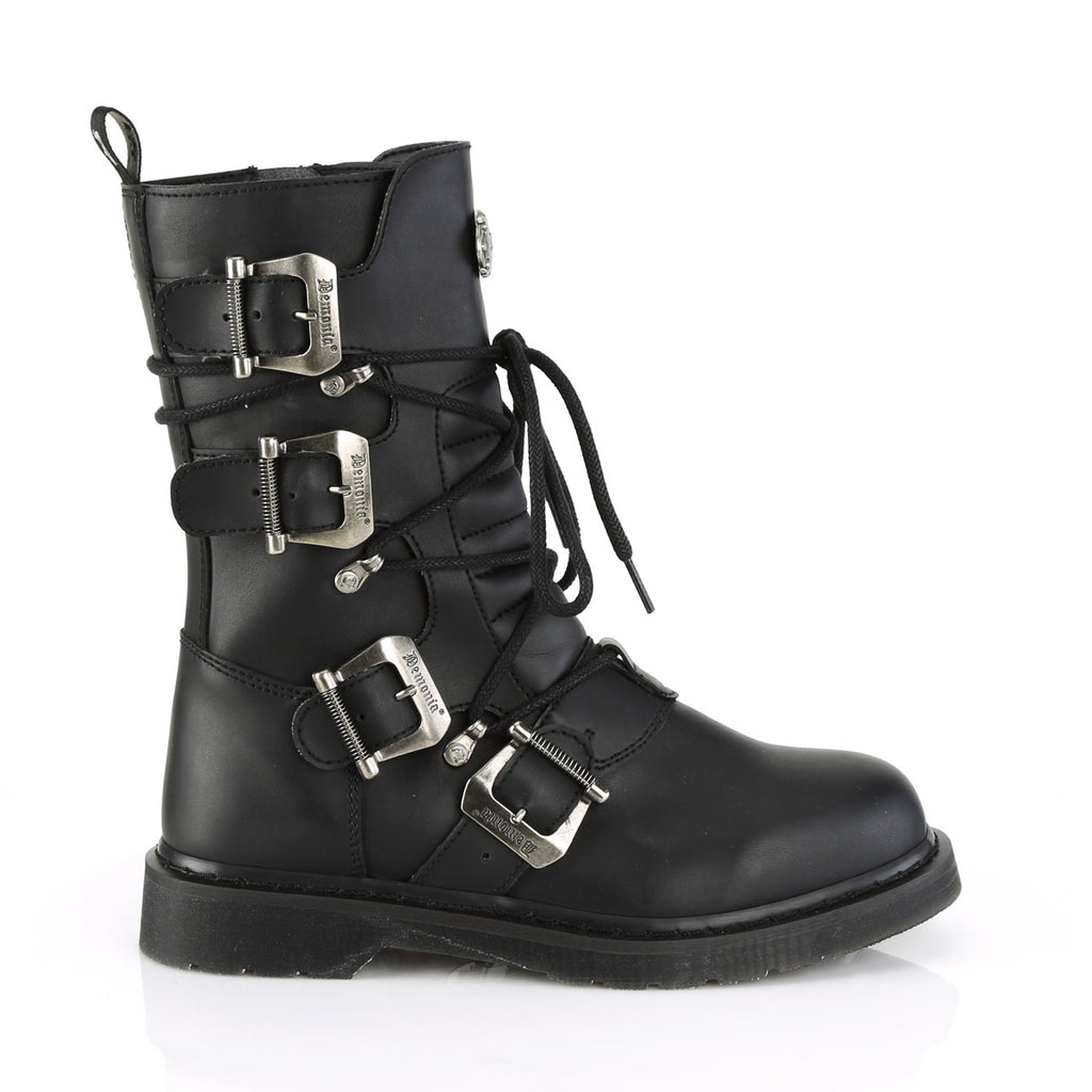 1 1/4" Heel, Mid-Calf Combat Boot, Side Zip Pleaser Demonia BOLT/265