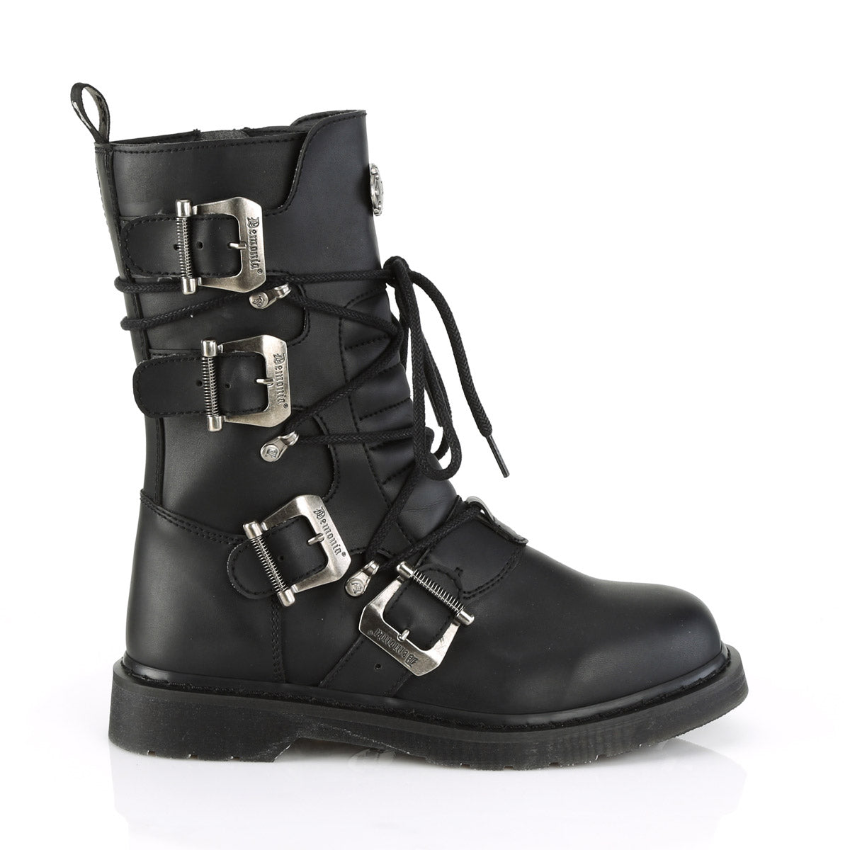1 1/4" Heel, Mid-Calf Combat Boot, Side Zip Pleaser Demonia BOLT/265
