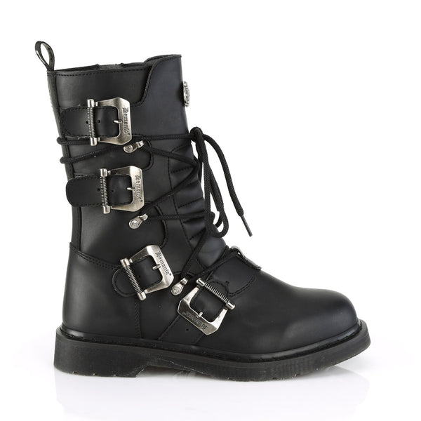 1 1/4" Heel, Mid-Calf Combat Boot, Side Zip Pleaser Demonia BOLT/265