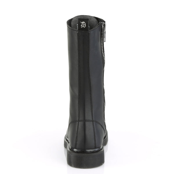 1 1/4" Heel 14-Eyelet Mid Calf Unisex Vegan Boot, Side Zip Pleaser Demonia BOLT/300