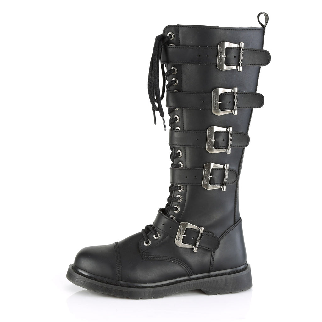 1 1/4" Heel 20 Eyelet  Knee High Combat Boot, Side Zip Pleaser Demonia BOLT/425