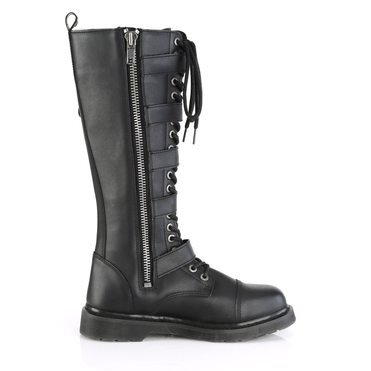 1 1/4" Heel 20 Eyelet  Knee High Combat Boot, Side Zip Pleaser Demonia BOLT/425