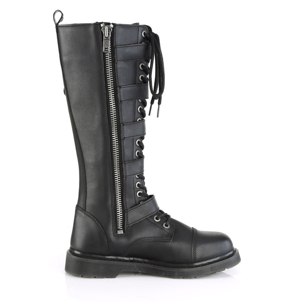1 1/4" Heel 20 Eyelet  Knee High Combat Boot, Side Zip Pleaser Demonia BOLT/425